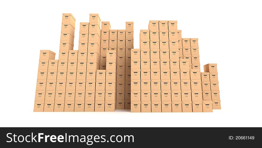 Large number of boxes in perspective. Large number of boxes in perspective