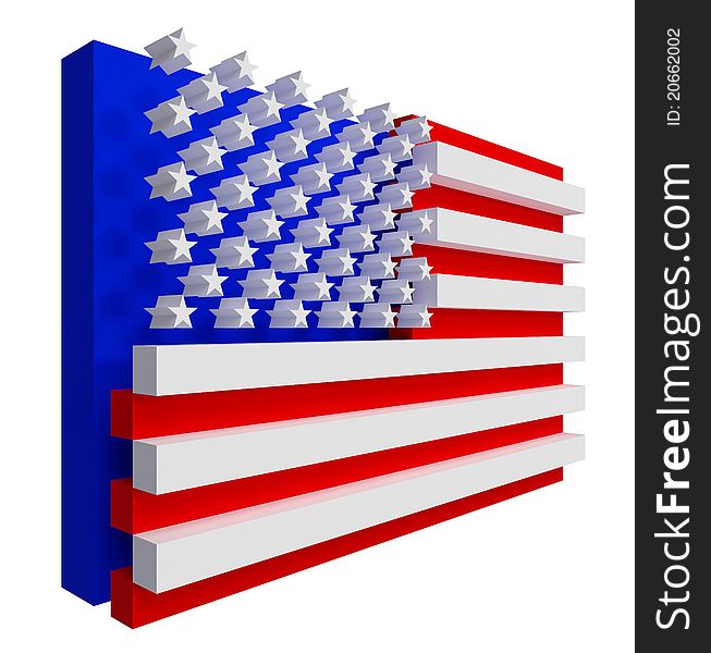 3d American Flag. Left perspective view. 3d American Flag. Left perspective view.