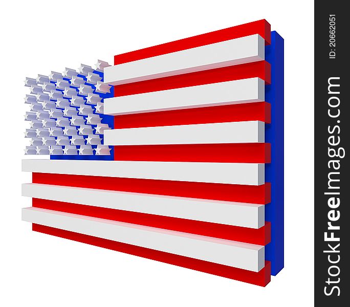 3d American Flag. Right perspective view. 3d American Flag. Right perspective view.