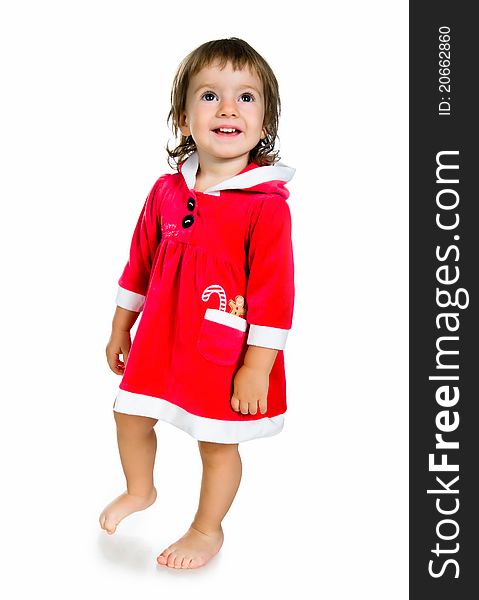 Christmas cute kid isolated  on a white background