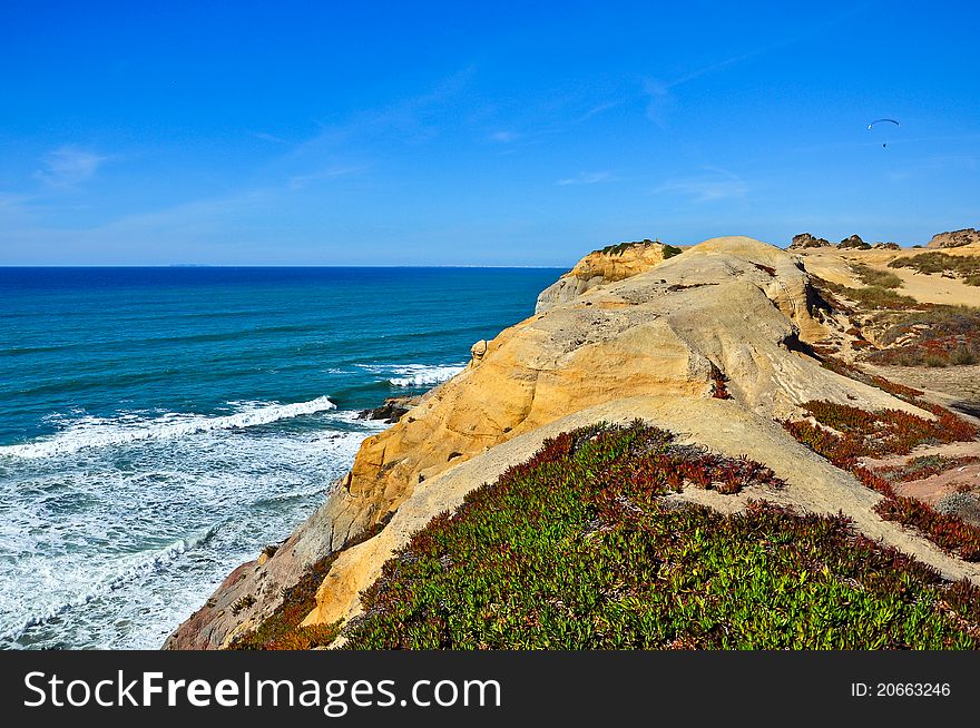 Portugal Landscape Beach Atlantic rocky terrain in Santa Cruz