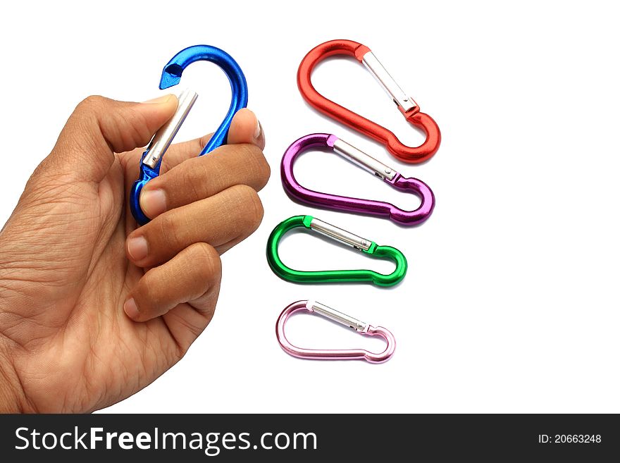 Steel shackles are used in climbing. Steel shackles are used in climbing.