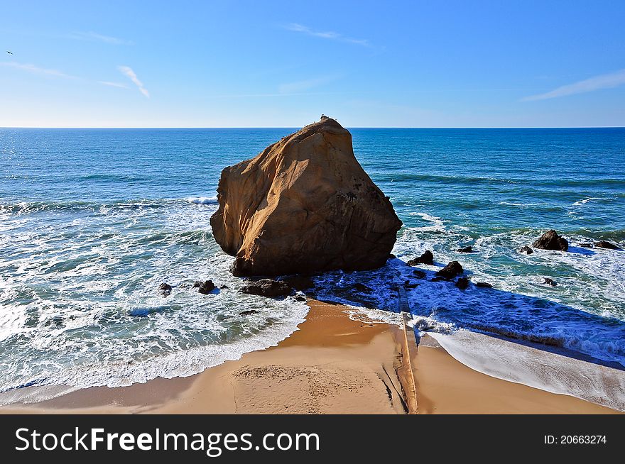 Portugal Landscape Beach Atlantic rocky terrain in Santa Cruz