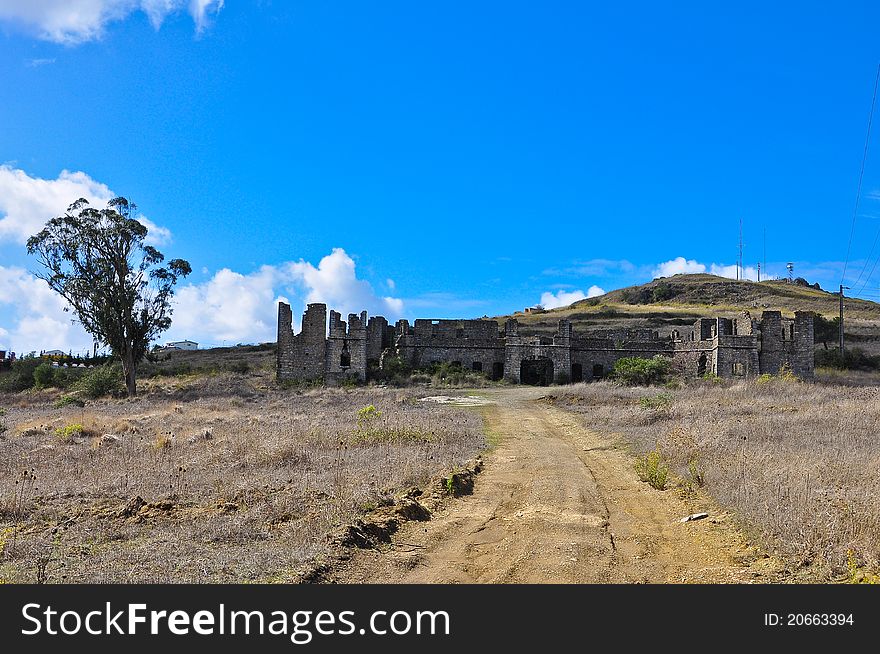 The ancient architecture, ruins of an ancient castle of the past in Portugal