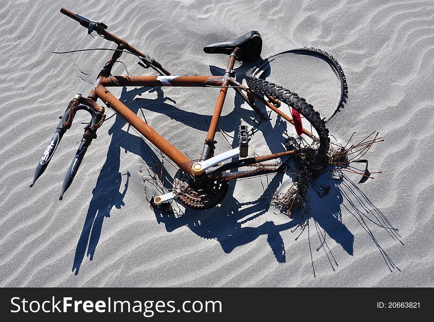 Bicycle rusting at the beach. Bicycle rusting at the beach.