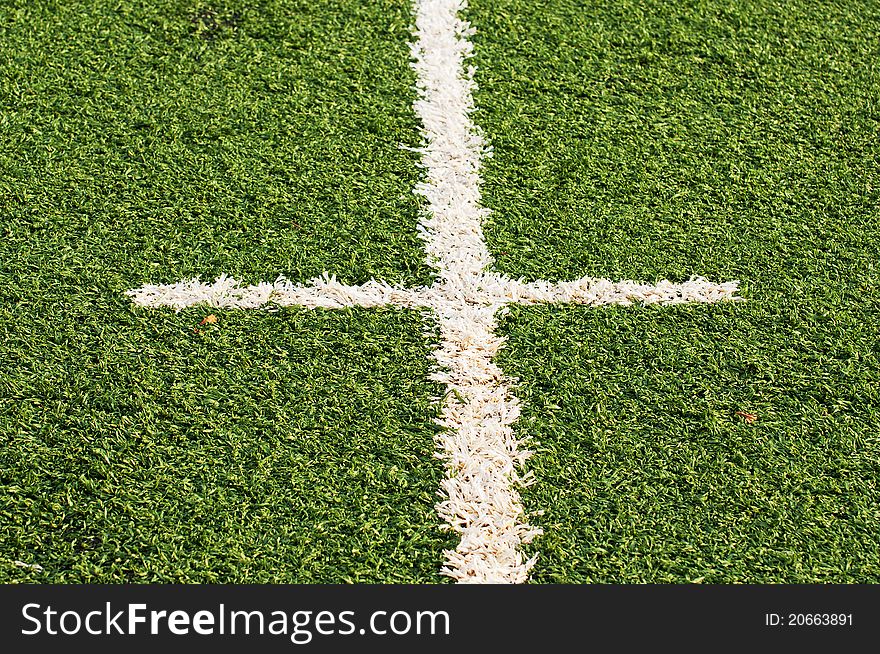 Picture of a football field focused on the touchline. Picture of a football field focused on the touchline