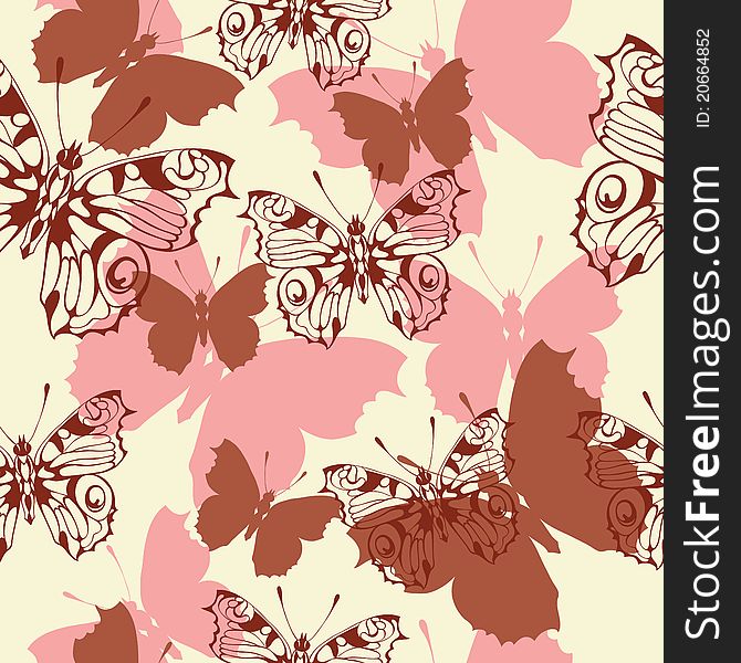 Seamless background with decorative butterflies. Seamless background with decorative butterflies