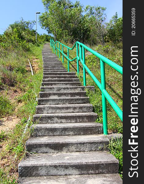 Hiking Stairs In Mountain