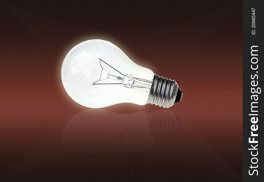 One simple light bulb om attracive background.