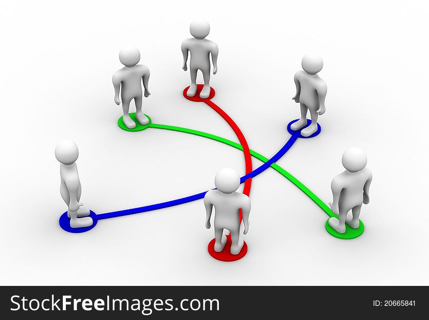 3d illustration of Business network in white background