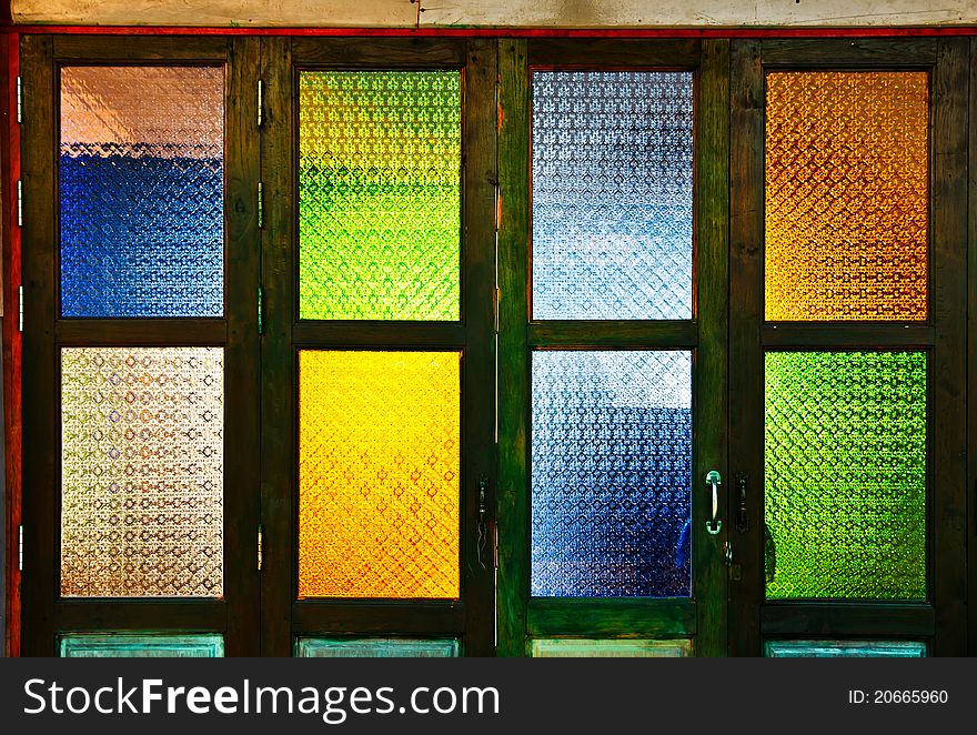 Bright colorful windows in Thai style. Bright colorful windows in Thai style