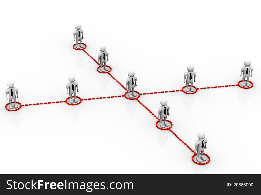 3d illustration of Business network in white background