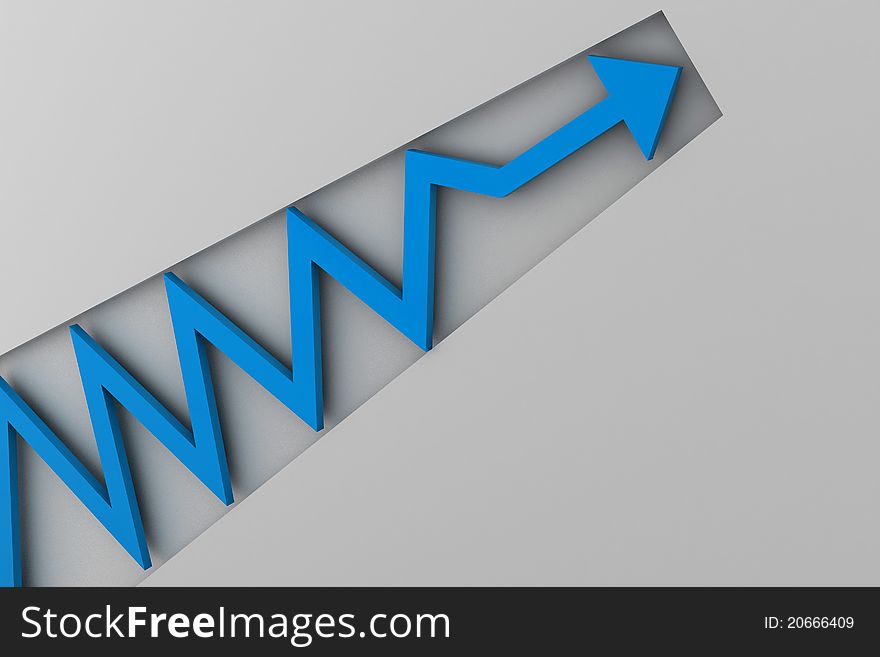 3d illustration of arrow in business graph