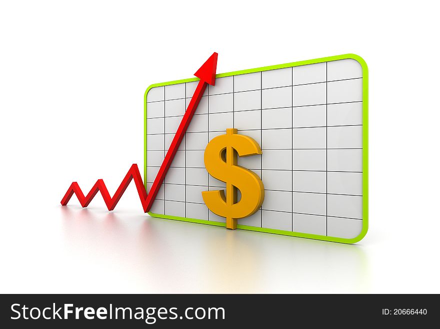 3d illustration of Financial growth graph