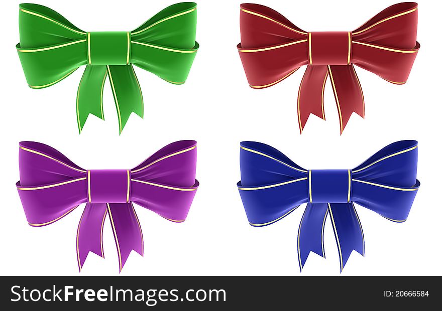 Set of colorful ribbons on a white background, isolated image. Set of colorful ribbons on a white background, isolated image