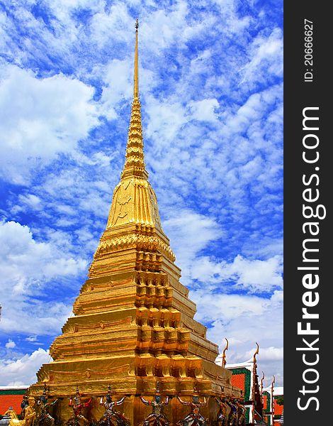 Golden Pagoda in a temple at Thailand.