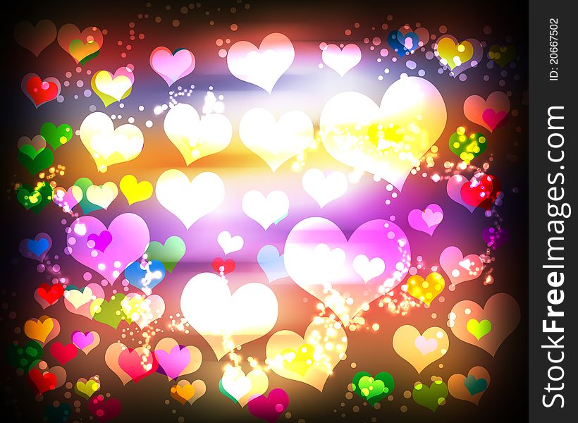 Abstract background with hearts circles