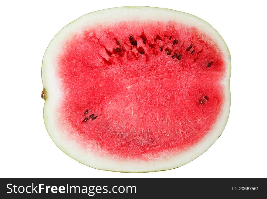 Slice of melon without shadows on white background. Slice of melon without shadows on white background