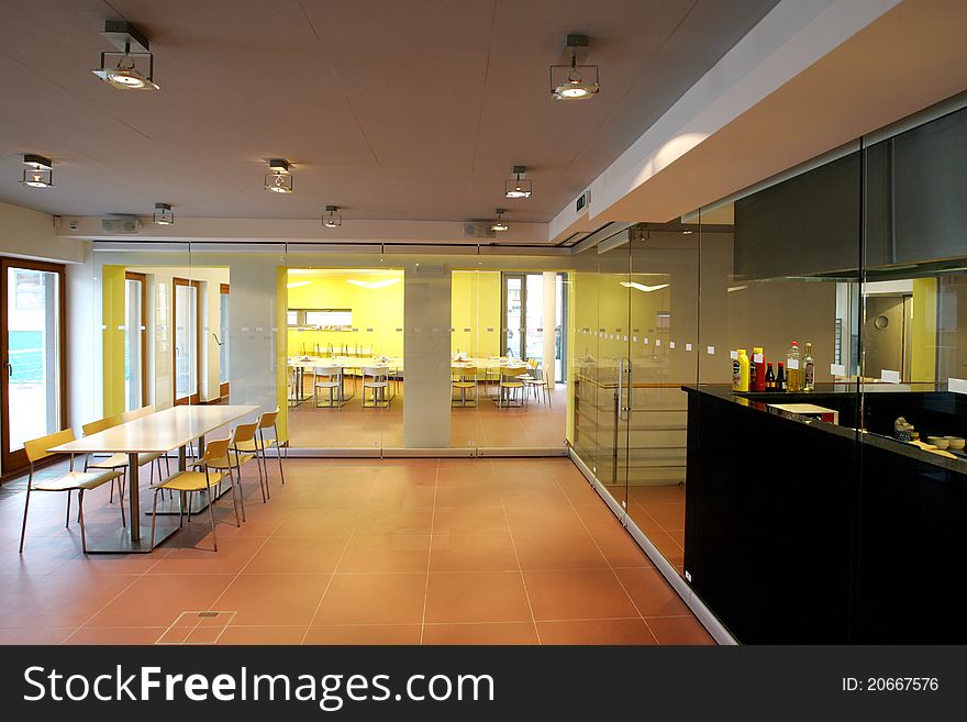 Contemporary design of interior of restaurant with bar space. Contemporary design of interior of restaurant with bar space