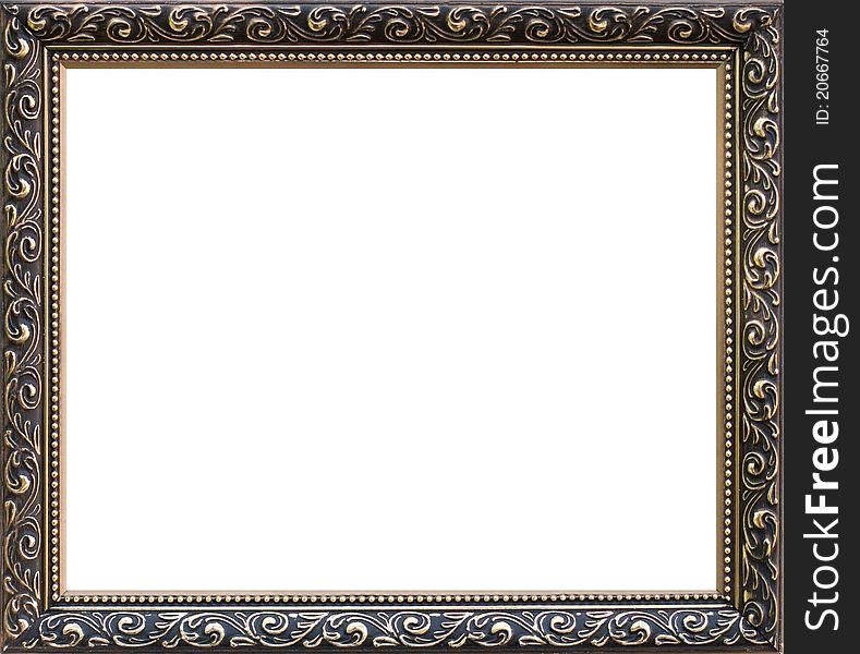 Wrought gold frame isolated on white