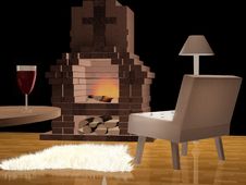 Modern Living Room With A Fireplace Royalty Free Stock Photo Modern Living Room With A Fireplace Royalty Free Stock Photo