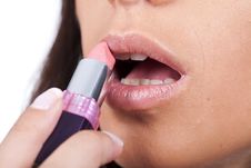Woman Applying Lipstick Stock Photo Woman Applying Lipstick Stock Photo