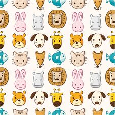 Free Cartoon Animal Head Seamless Pattern Royalty Free Stock Image - 20678596