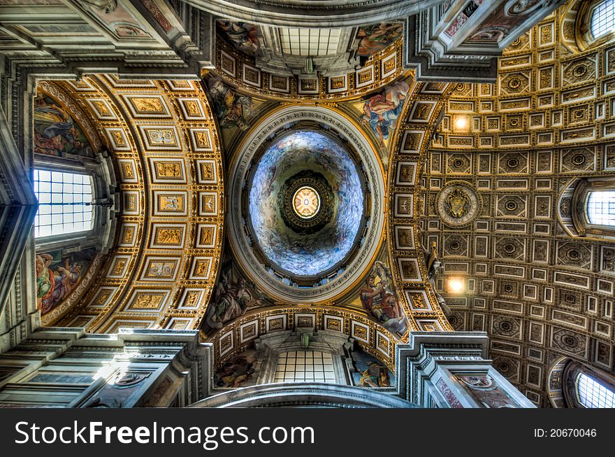 The interiors of St. Peter in the Vatican City. The interiors of St. Peter in the Vatican City