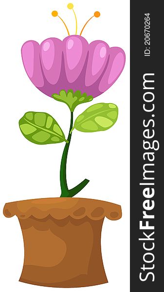 Illustration of isolated flower in a pot on white background