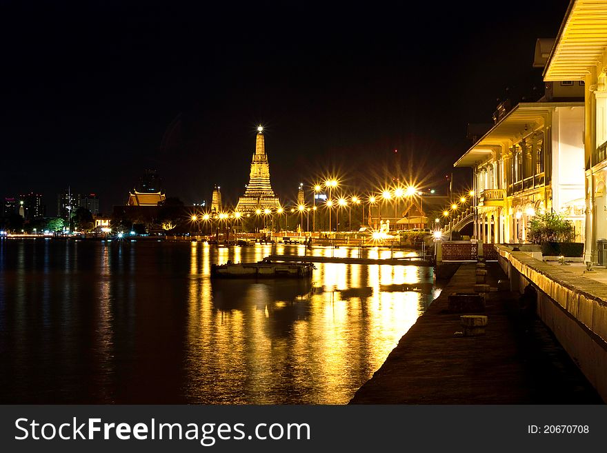 Night View Of Pagoda Wat Arun,thailand