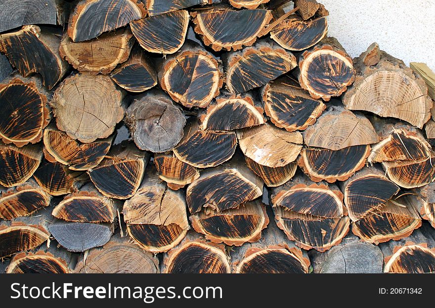 A pile of logs stored for winter