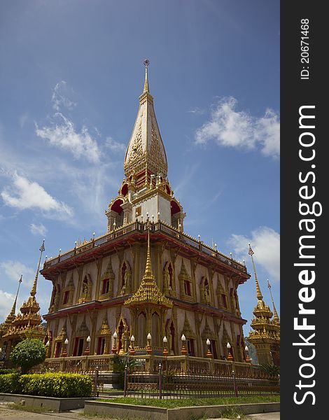 Buddhist stupa in Wat Chalong temple, Thailand