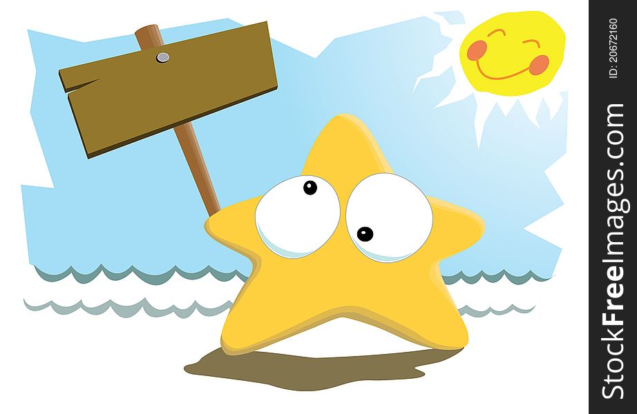 A cute starfish bringing a wooden plank around and seems like he want to tell us that he's been dizzy, but you can fill the wooden plank with a text of yoursâ€¦ :). A cute starfish bringing a wooden plank around and seems like he want to tell us that he's been dizzy, but you can fill the wooden plank with a text of yoursâ€¦ :)