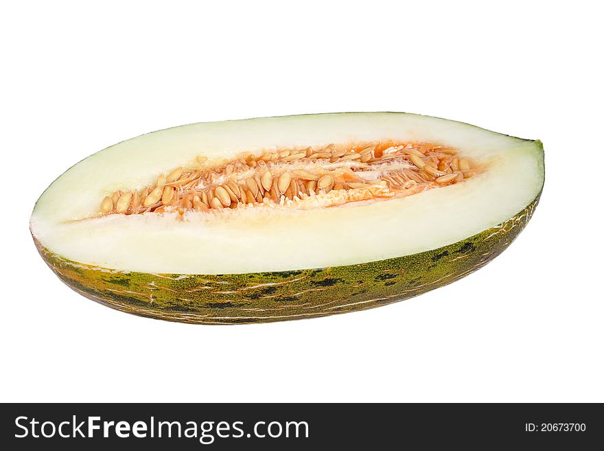 Ripe melon over white background