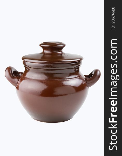 Clay pot for cooking, isolated