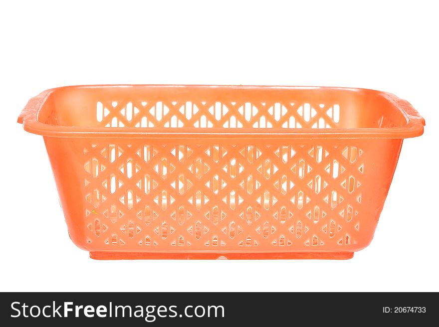 Color photo of a plastic basket