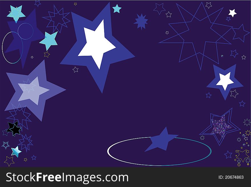 Blue background with white purple and blue stars