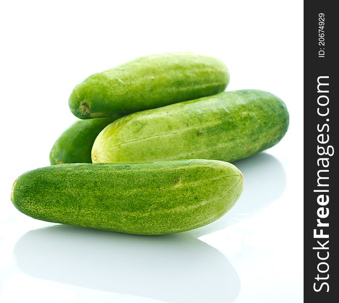 Group of cucumbers isolated on white