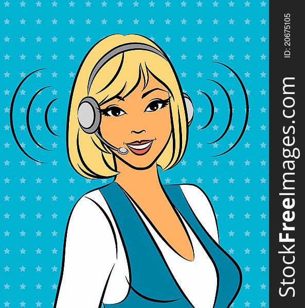 Beautiful Support phone operator. illustration for a design