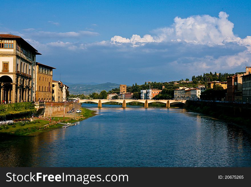 The blue sky and the ancient bridge in Florence, I. The blue sky and the ancient bridge in Florence, I