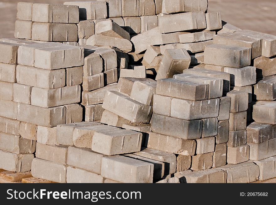 Concrete blocks for the new pavement. Concrete blocks for the new pavement