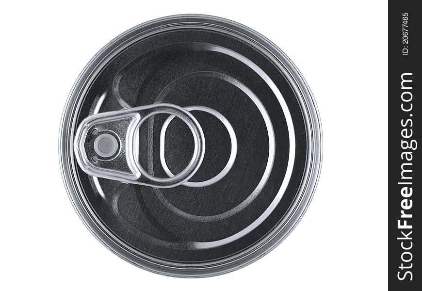 Top view of a pull ring can isolated over white.