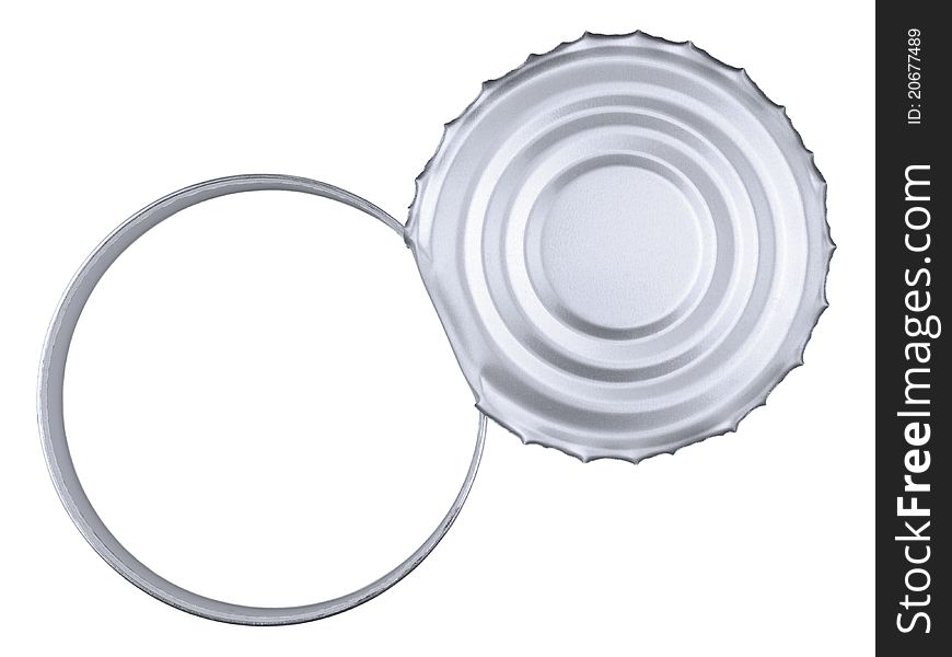 Top view of a tin can over a white background. Copy space. Top view of a tin can over a white background. Copy space.