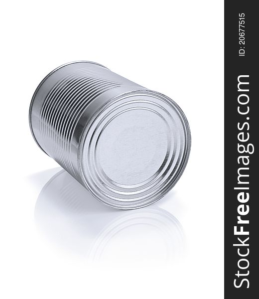 A single tin can isolated on white.