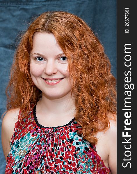 Pretty girl smiling with red hair