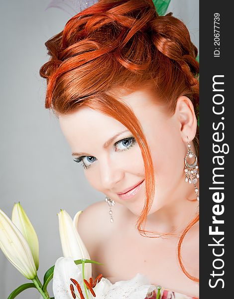 Portrait of the red haired girl with colours. Portrait of the red haired girl with colours