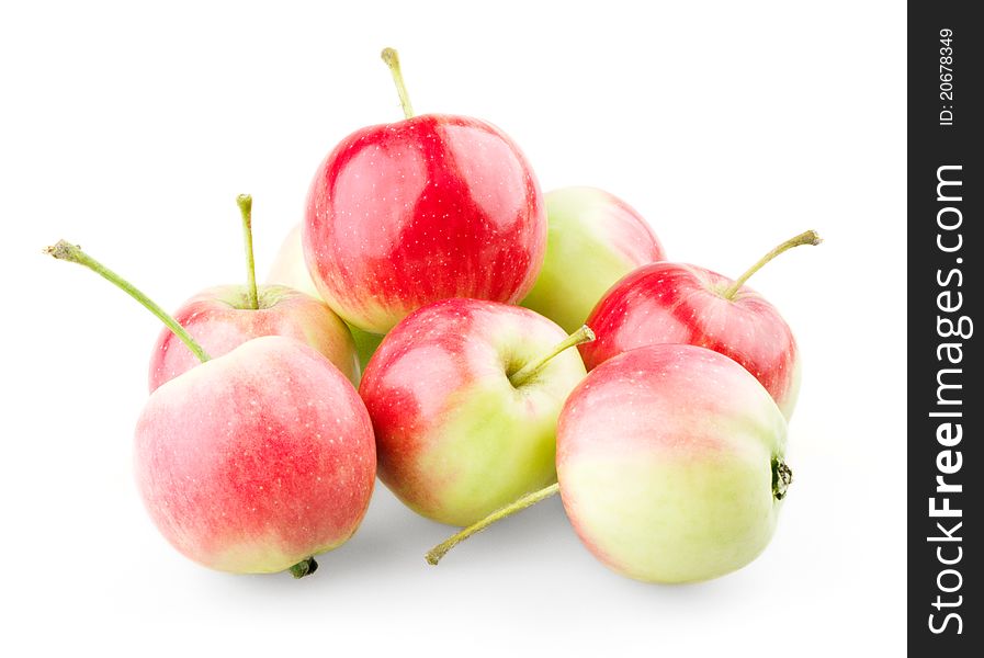 Mini apples group on white background