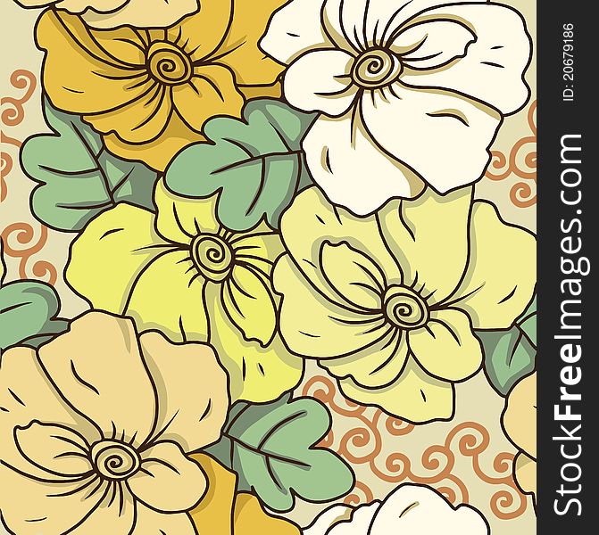 Vector seamless texture with summer flowers. Vector seamless texture with summer flowers