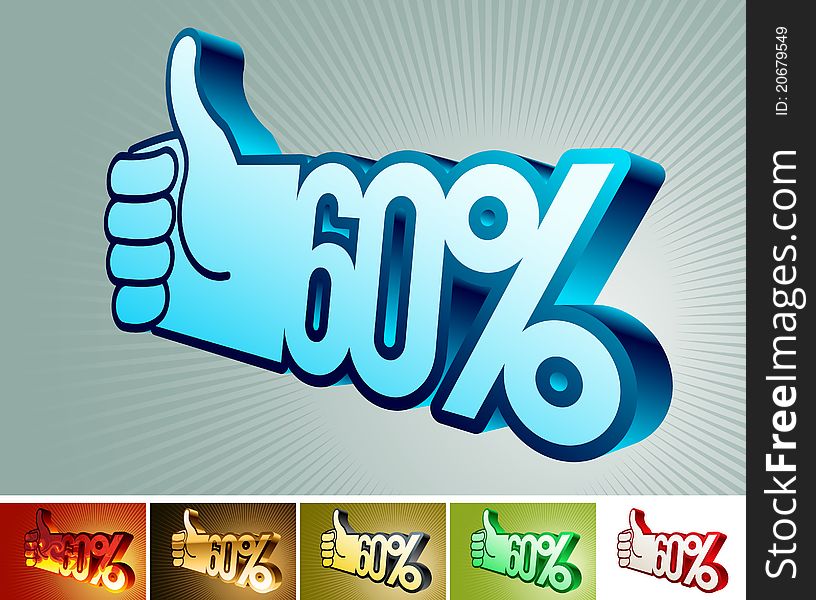 Symbol of discount or bonus on stylized hand 60