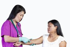 Asian Nurse And Patient With Syringe Royalty Free Stock Photo Asian Nurse And Patient With Syringe Royalty Free Stock Photo